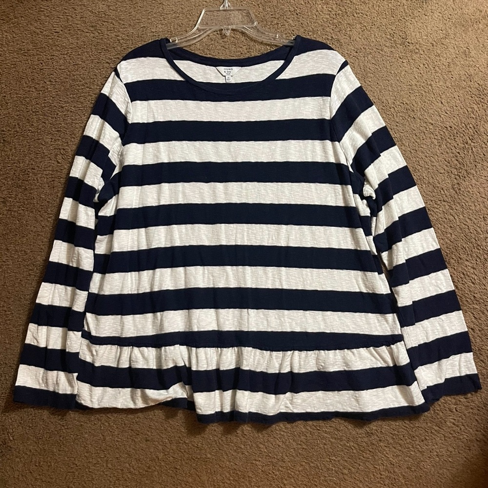 Crown & Ivy textured striped long sleeve shirt 3X